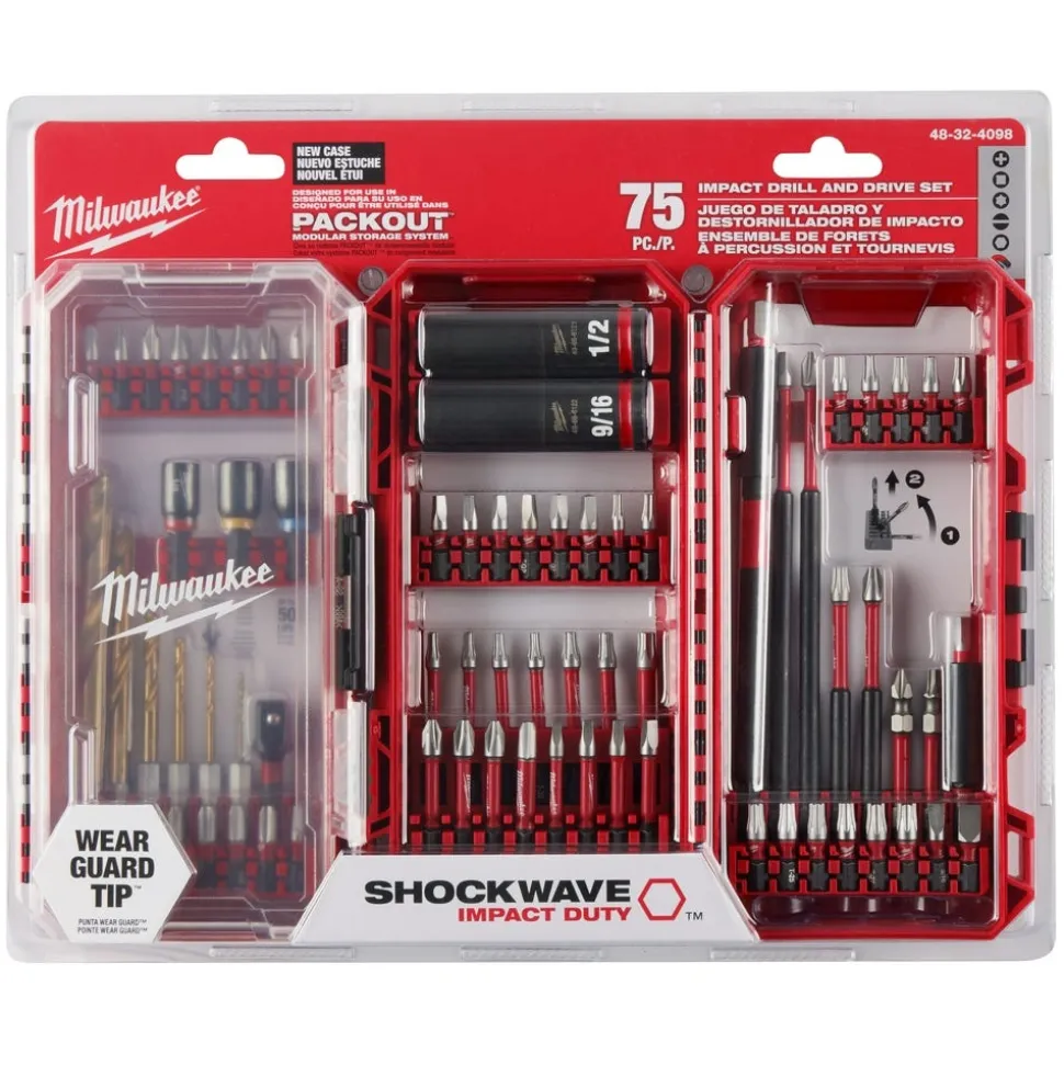 Milwaukee SHOCKWAVE Impact Duty Drill, Drive & Fasten Set - 75 Piece 48-32-4098