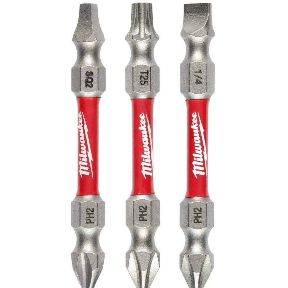 Milwaukee SHOCKWAVE Impact Duty PH2/SQ2/T25 Double Ended Bits 3 Piece 48-32-4319