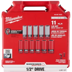 Milwaukee SHOCKWAVE Impact Duty 1/2" Drive SAE & Metric 11 Piece Lug Nut Wheel Socket Set 49-66-7833
