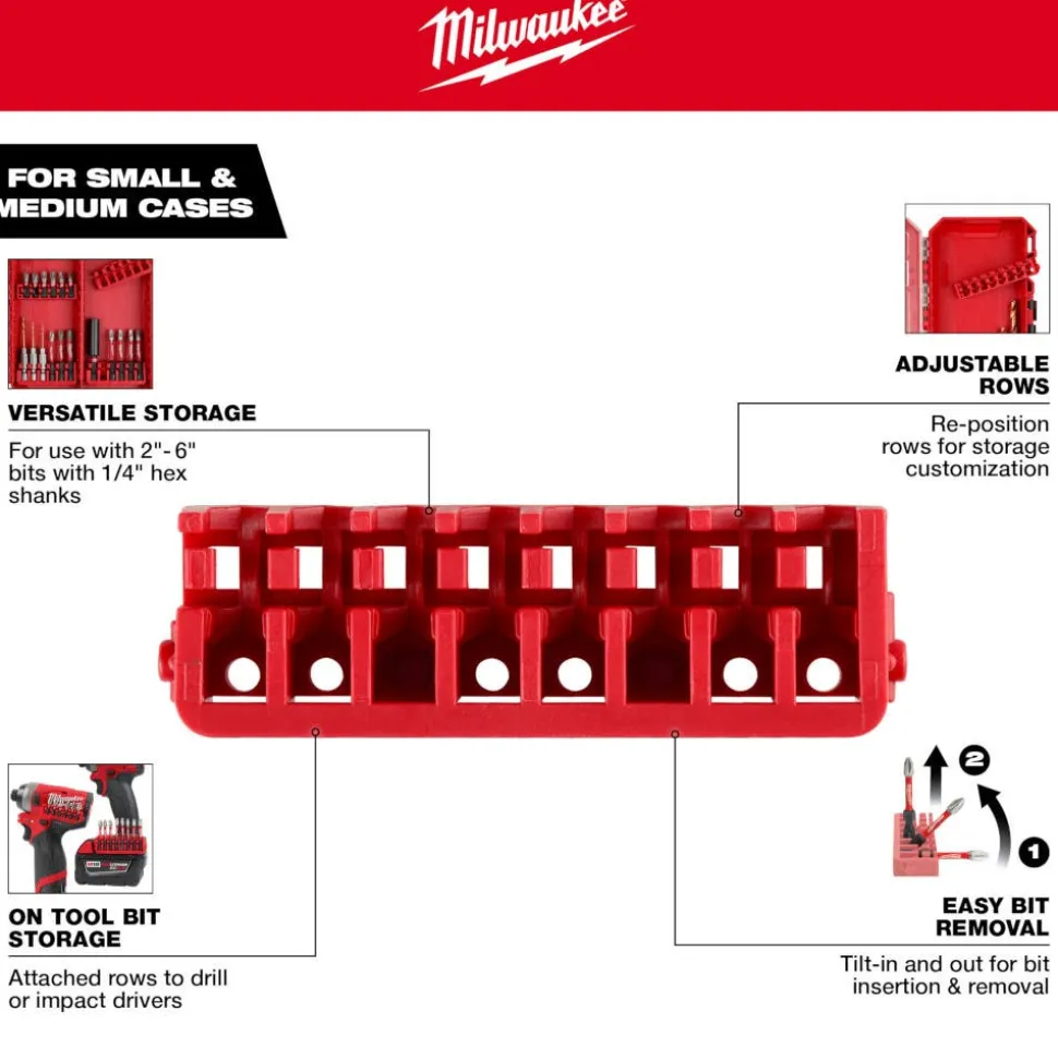 Milwaukee Small & Medium PACKOUT Compatible Case Rows for Impact Driver Accessories 5PK 48-32-9933