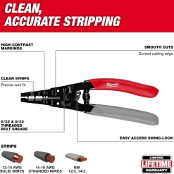 Milwaukee Tool 12-16 AWG Nm Dipped Grip Wire Stripper & Cutter 48-22-3081