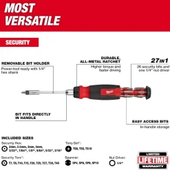 Milwaukee Tool 27-in-1 Ratcheting Security Multi-Bit Screwdriver 48-22-2912