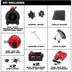 Milwaukee Tool M18 200’ Stiff Modular Pipeline Inspection System 3974-22
