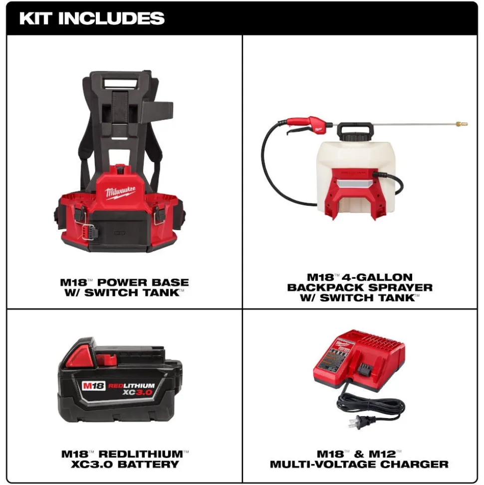 Milwaukee Tool M18™ 4-Gallon Backpack Sprayer w/ SWITCH TANK™ (Kit) 3019-21PS