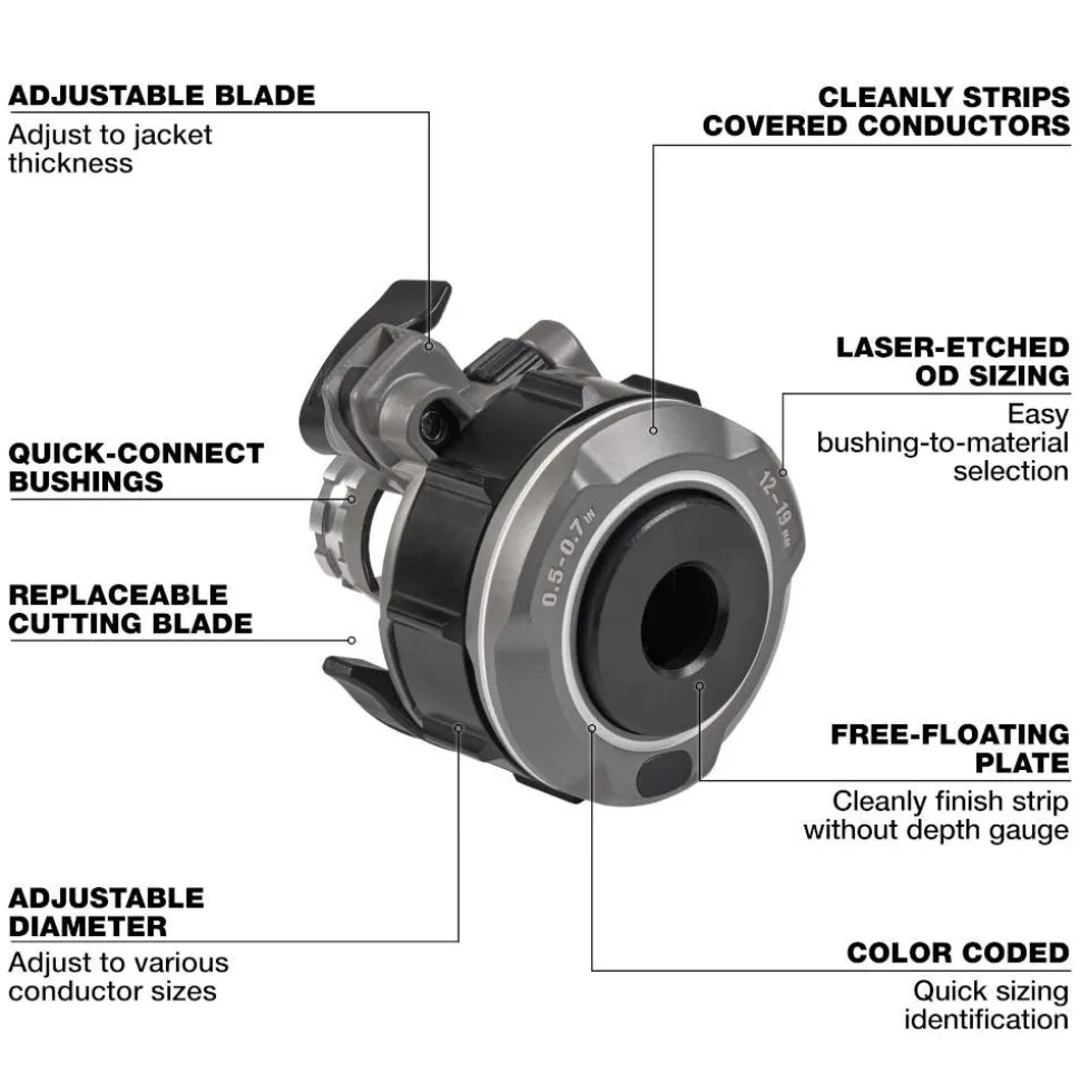 Milwaukee Tools 0.5" - 0.7" Adjustable Bushing for M18 FUEL™ Covered Conductor Cable Stripper 49-16-B078