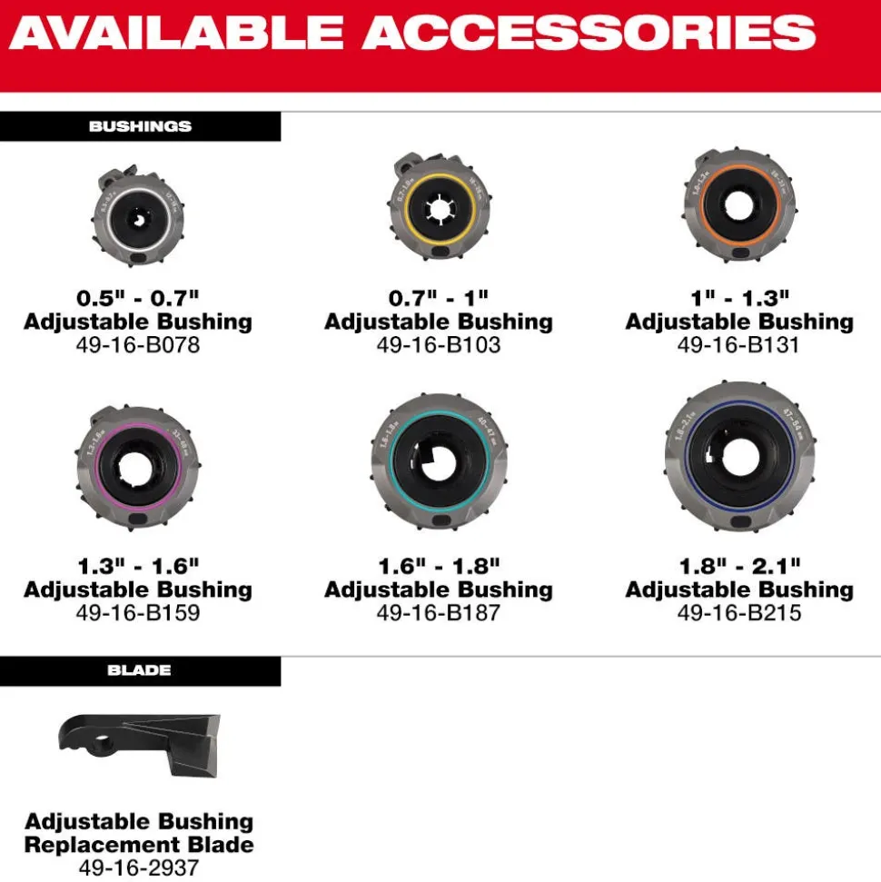 Milwaukee Tools 0.5" - 0.7" Adjustable Bushing for M18 FUEL™ Covered Conductor Cable Stripper 49-16-B078