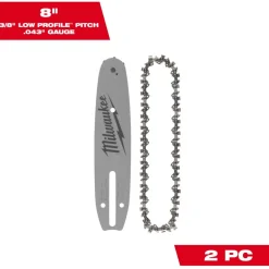 Milwaukee Tools 8" 3/8" LOW PROFILE Pitch, .043" Gauge Saw Chain and Guide Bar Set 49-16-2818