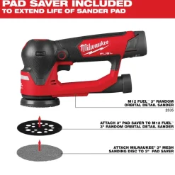 Milwaukee Tools 3” 220 Grit Mesh Sanding Discs with POWERGRID Tear Resistant Mesh – 12 pk + Pad Saver 48-80-6220