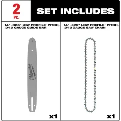 Milwaukee Tools 14" .325" LOW PROFILEâ„¢ Pitch, .043" Gauge Saw Chain and Guide Bar Set 49-16-2820