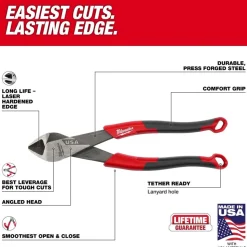 Milwaukee Tools 8" Angled Head Diagonal Comfort Grip Cutting Pliers (USA) MT558A