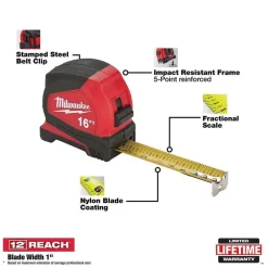 Milwaukee Tools 16' Compact Tape Measure 48-22-1716