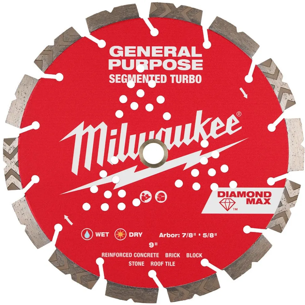 Milwaukee Tools 9" Diamond Max Segmented Turbo, General Purpose Diamond Blade 49-93-9009