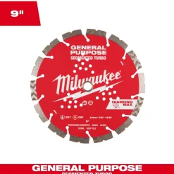 Milwaukee Tools 9" Diamond Max Segmented Turbo, General Purpose Diamond Blade 49-93-9009