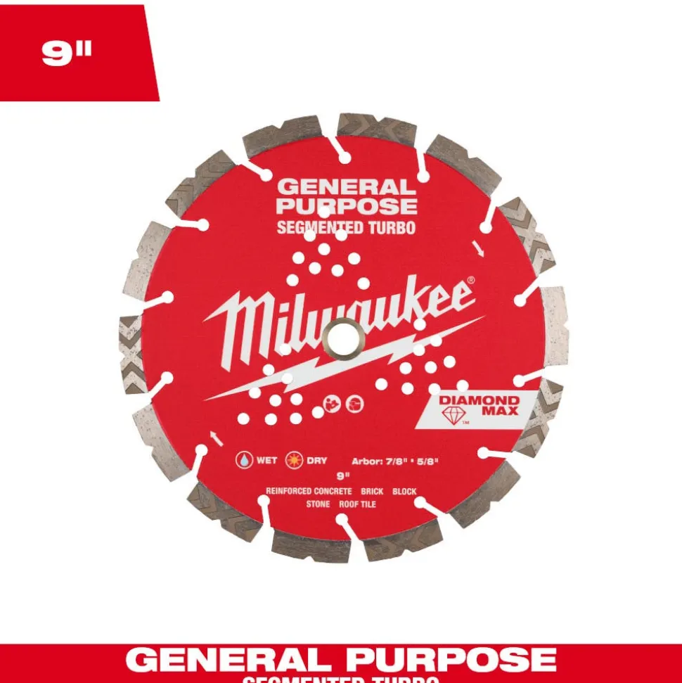 Milwaukee Tools 9" Diamond Max Segmented Turbo, General Purpose Diamond Blade 49-93-9009