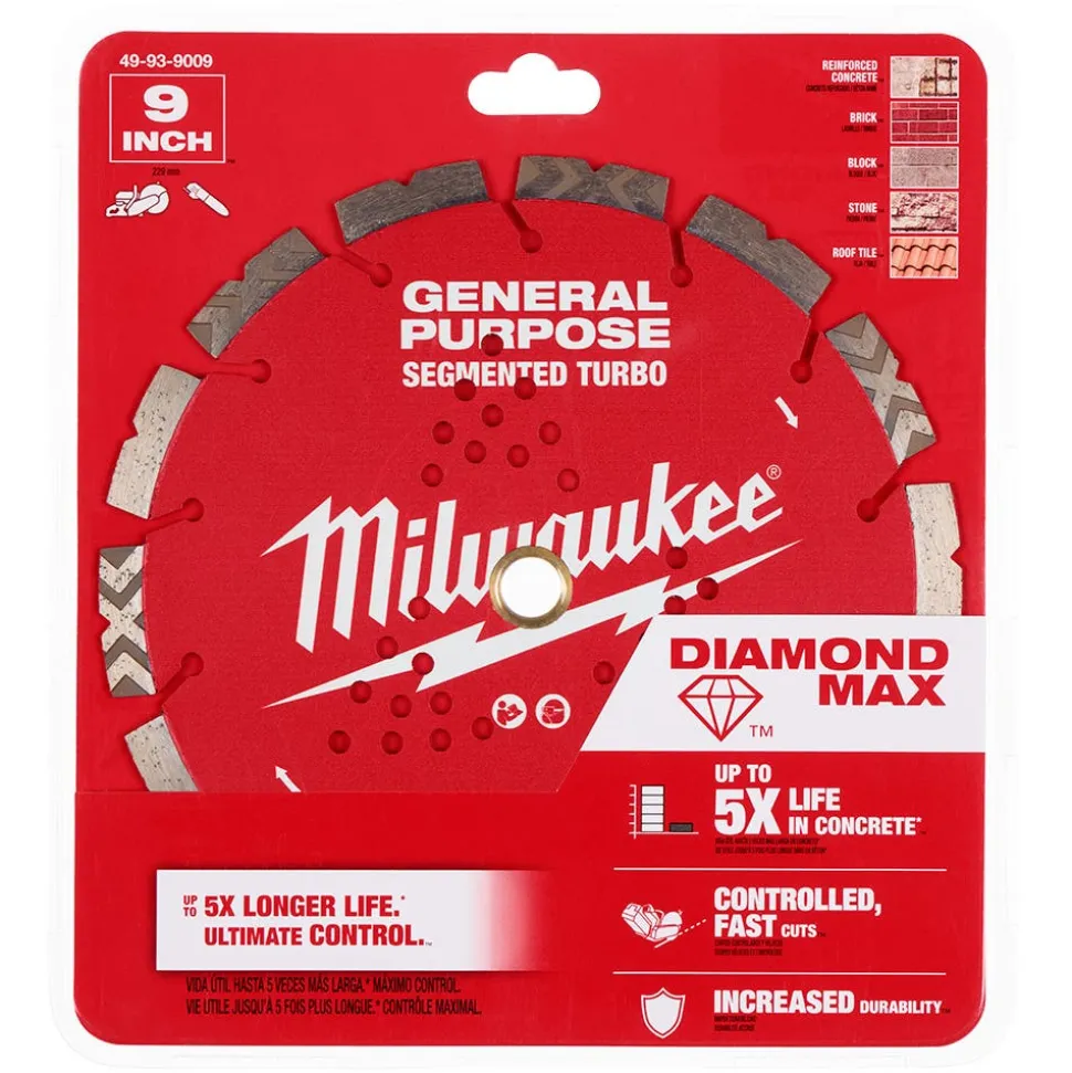 Milwaukee Tools 9" Diamond Max Segmented Turbo, General Purpose Diamond Blade 49-93-9009