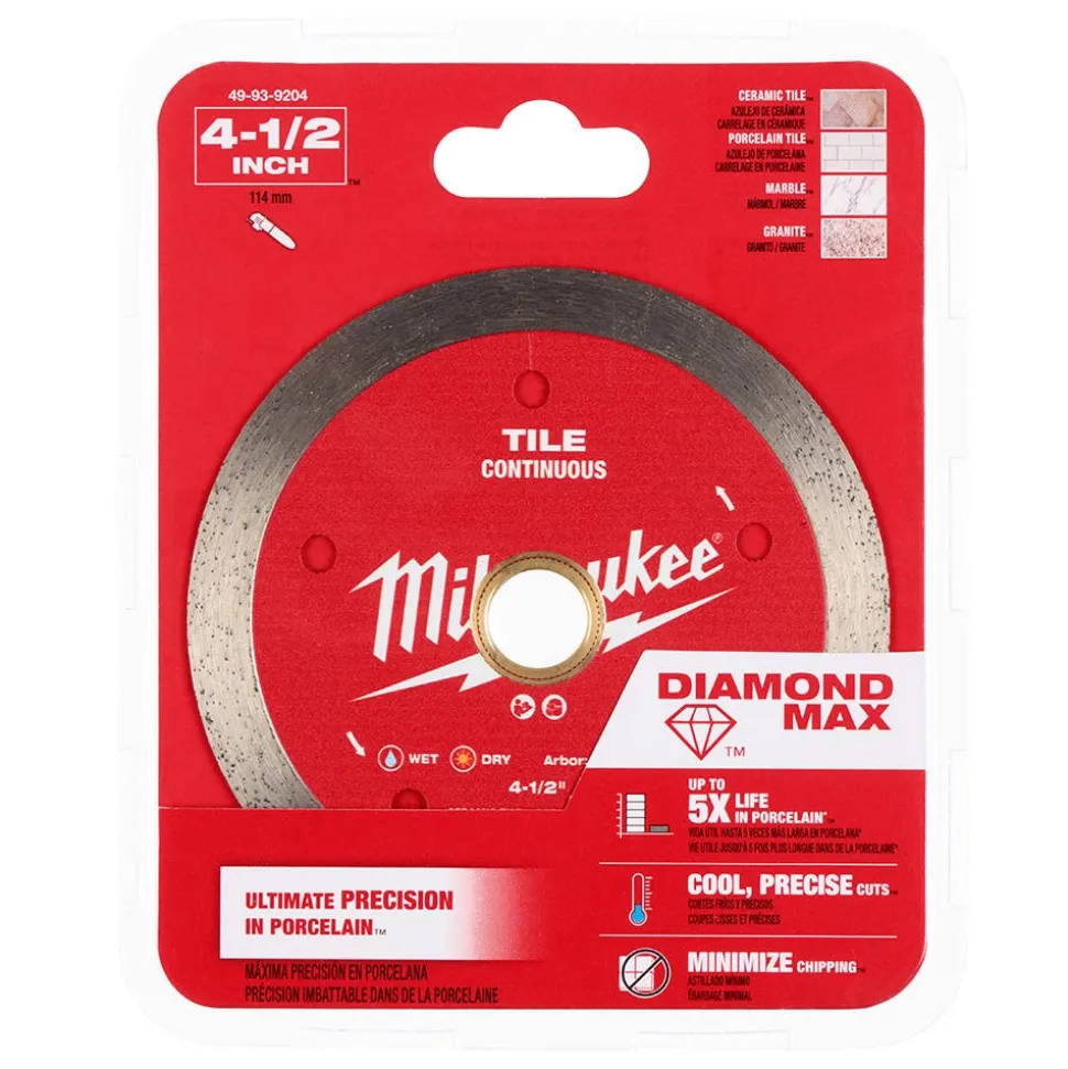 Milwaukee Tools 4-1/2" Diamond Max Continuous, Tile Diamond Blade 49-93-9204