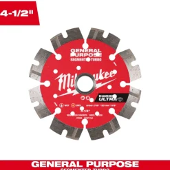 Milwaukee Tools 4-1/2" Diamond Ultra Segmented Turbo, General Purpose Diamond Blade 49-93-7523