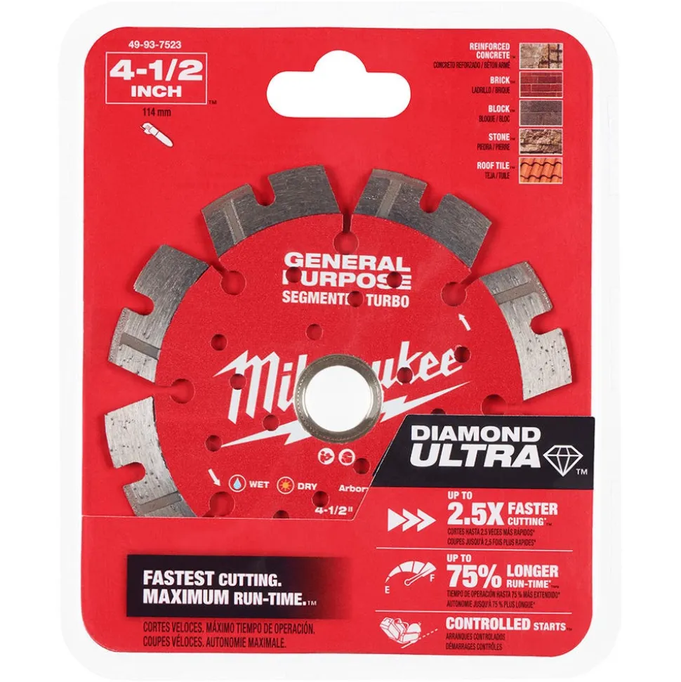 Milwaukee Tools 4-1/2" Diamond Ultra Segmented Turbo, General Purpose Diamond Blade 49-93-7523
