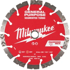 Milwaukee Tools 7" Diamond Max Segmented Turbo, General Purpose Diamond Blade 49-93-9007