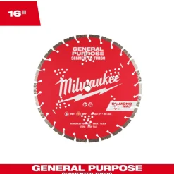 Milwaukee Tools 16" Diamond Max Segmented Turbo, General Purpose Diamond Blade 49-93-9016