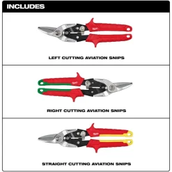 Milwaukee Tools 3 Piece Aviation Snip Set 48-22-4563