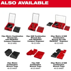Milwaukee Tools 15 Piece SAE Combination Wrench Set with PACKOUT Compact Organizer 48-22-9484