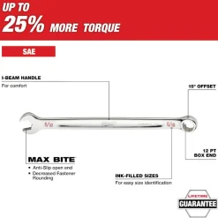Milwaukee Tools 15 Piece SAE Combination Wrench Set with PACKOUT Compact Organizer 48-22-9484