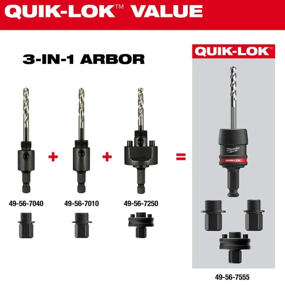 Milwaukee Tools 7/16" QUIK-LOK Arbor Set 5PC 49-56-7555