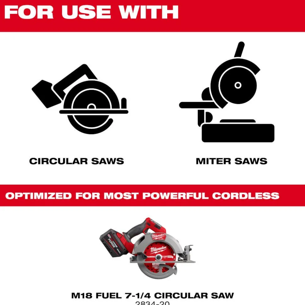 Milwaukee Tools 7-1/4" 24T Thick Kerf Framing Circular Saw Blade - 2PK 48-40-0742