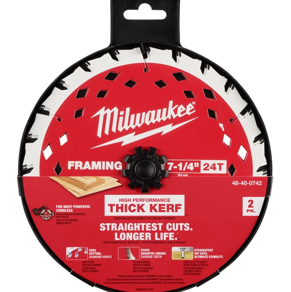 Milwaukee Tools 7-1/4" 24T Thick Kerf Framing Circular Saw Blade - 2PK 48-40-0742