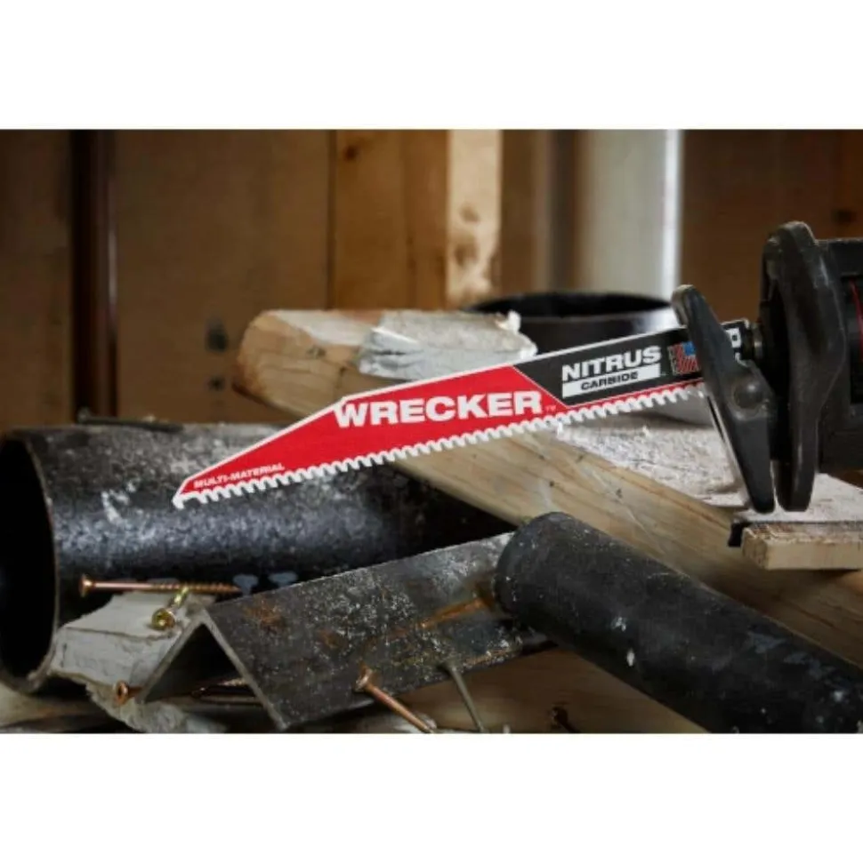 Milwaukee Tools 12" WRECKER™ with NITRUS™ Carbide SAWZALL® Blade for Multi-Material (5 PK) 48-00-5573