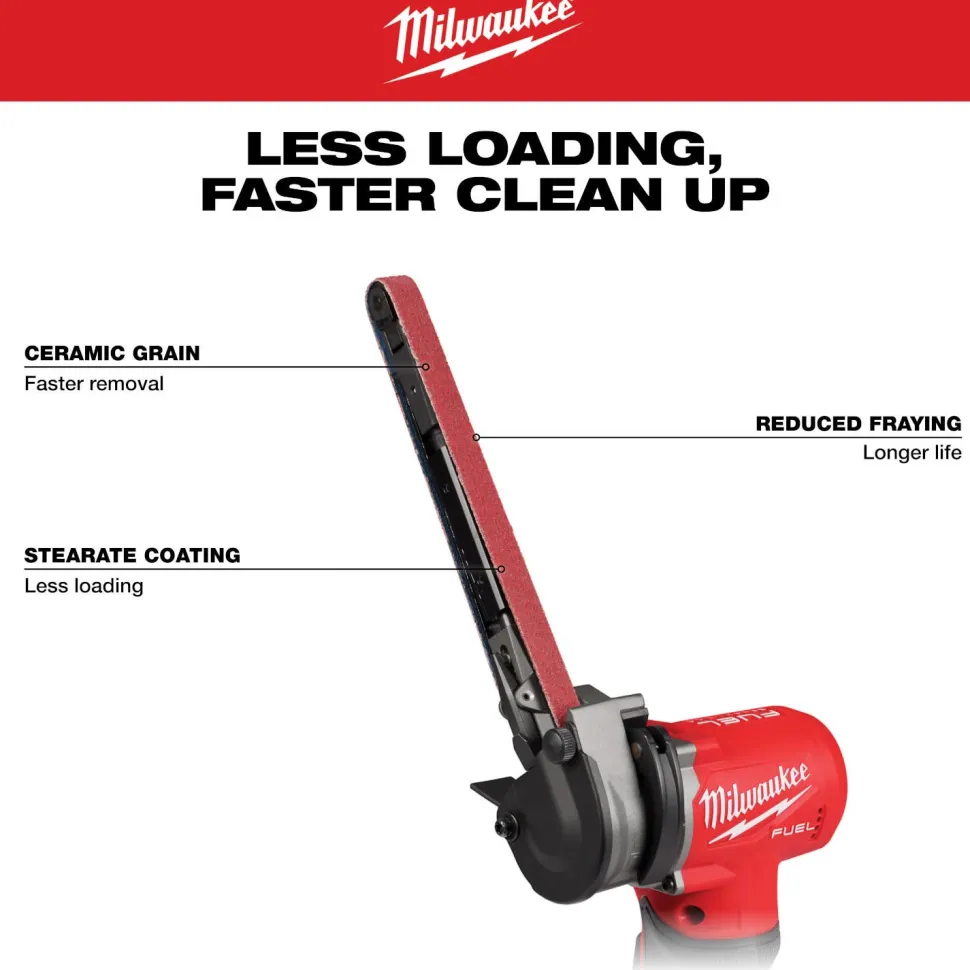 Milwaukee Tools 1/2” x 18” 80 Grit Bandfile Belts – 4 pack 48-80-9080