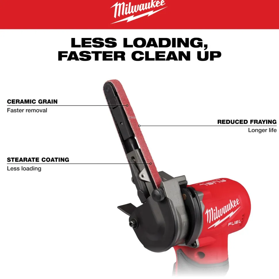 Milwaukee Tools 3/8” x 13” 60 Grit Bandfile Belts – 4 pack 48-80-7060