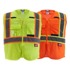 Milwaukee Tools ANSI Breakaway Class 2 Mesh 9 Pocket Safety Vest Hi-Vis Orange 48-73-517O