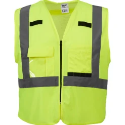 Milwaukee Tools ANSI/CSA Class 2 10 Pocket Mesh Safety Vest Hi-Vis Yellow 48-73-506