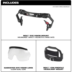 Milwaukee Tools BOLT Gasketed Eye Visor - Clear Dual Coat Lens (Compatible with Milwaukee BOLT Safety Helmets & BOLT Hard Hats) 48-73-1412