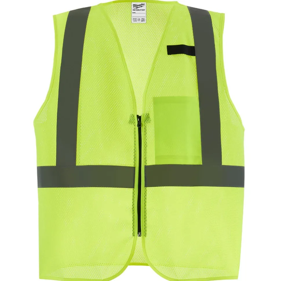 Milwaukee Tools Class 2 High Visibility Mesh One Pocket ANSI Safety Vest Hi-Vis Yellow 48-73-224Y