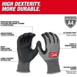 Milwaukee Tools Cut Level 4 High-Dexterity Nitrile Dipped Gloves 48-73-714