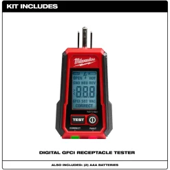 Milwaukee Tools Digital GFCI Receptacle Tester 2224-20