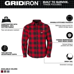 Milwaukee Tools Gridiron Flannel Shirt Red M551R