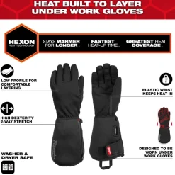 Milwaukee Tools Heated Work Glove Liners Kit – Black M701B-21