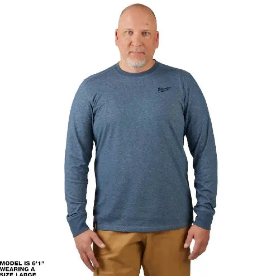 Milwaukee Tools Hybrid Long Sleeve Work T-Shirt Blue 604BL