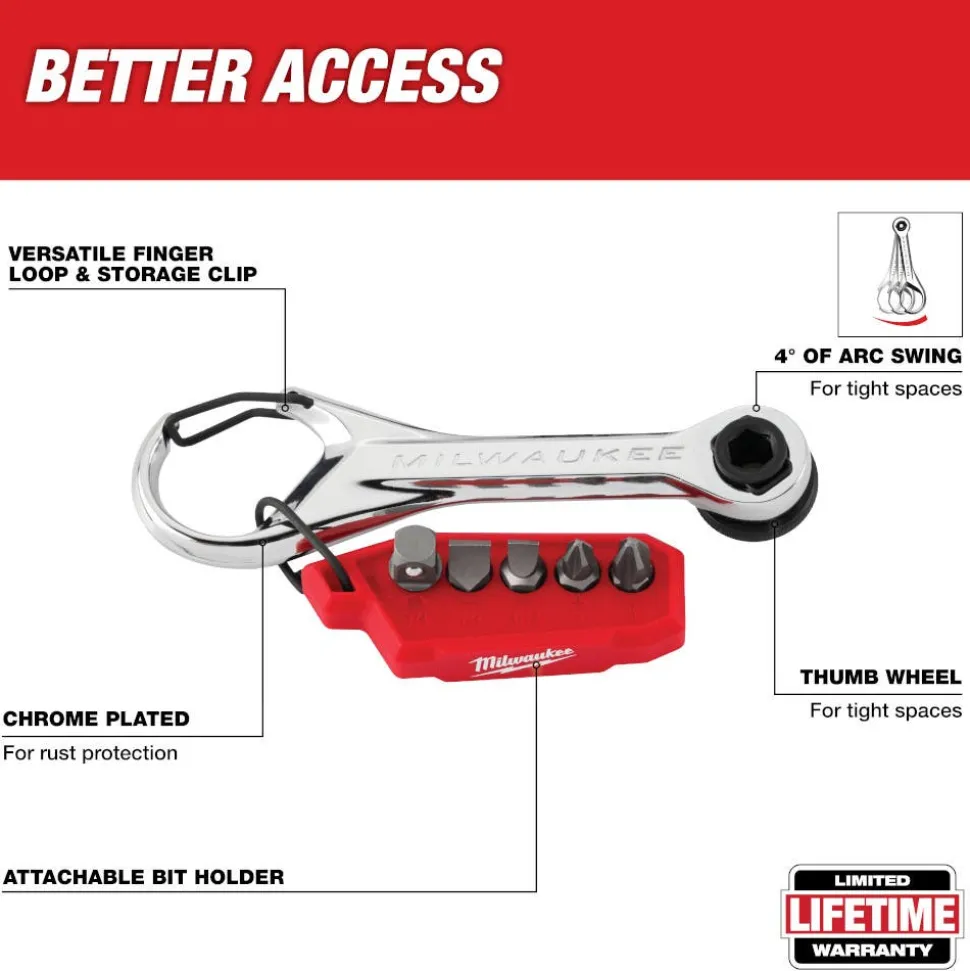 Milwaukee Tools 7-in-1 Multi-Bit Mini Ratchet 48-22-2950