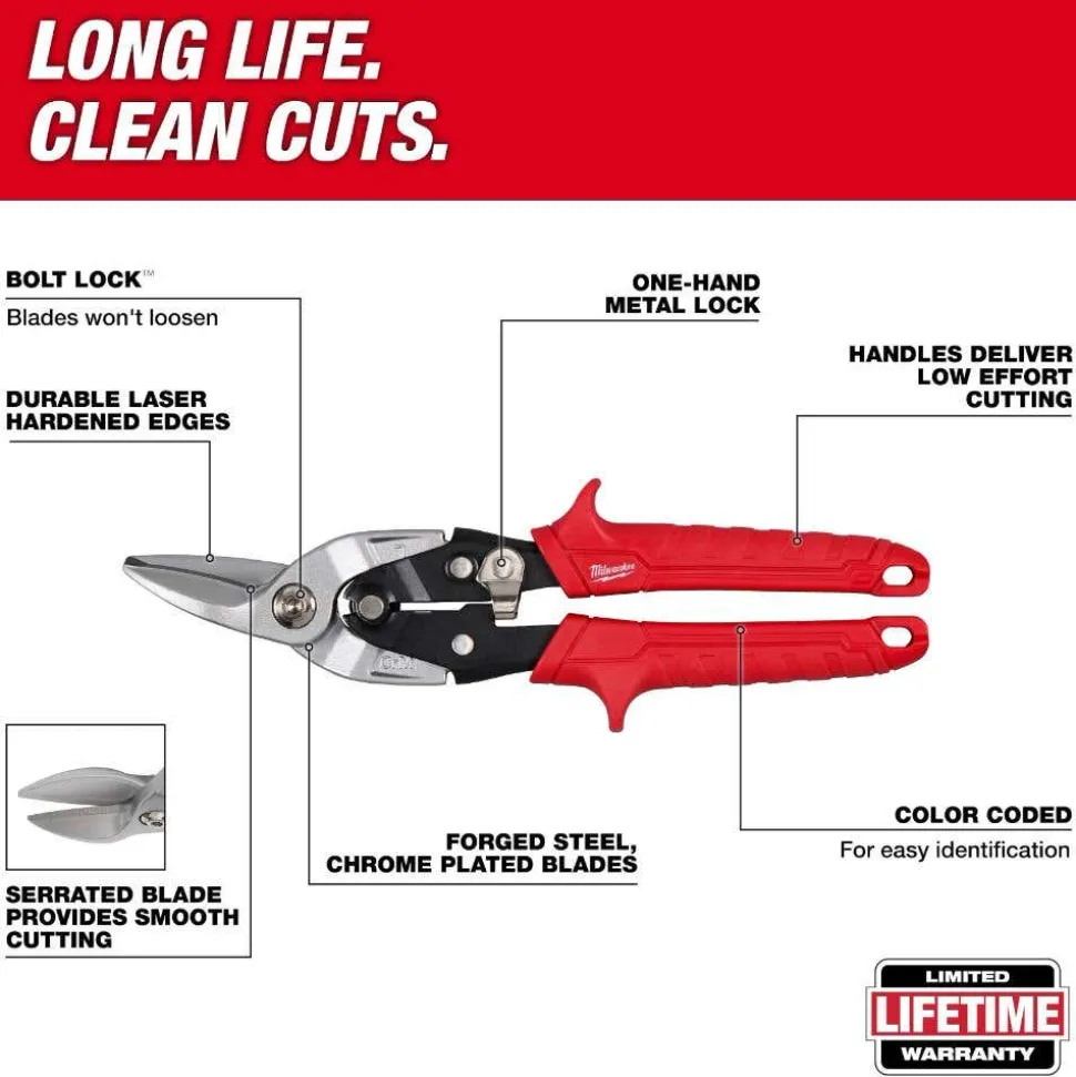 Milwaukee Tools Left Cutting Aviation Snips 48-22-4540
