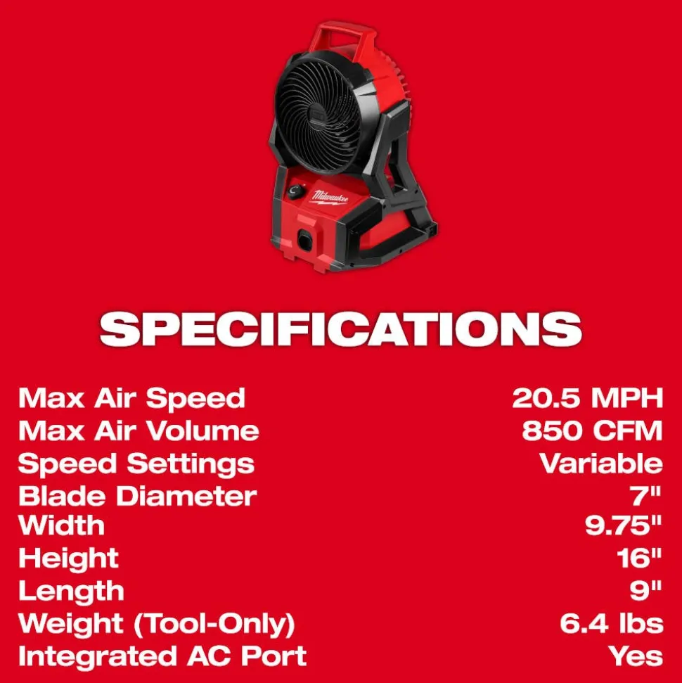 Milwaukee Tools M18 Brushless PACKOUT Fan 0818-20