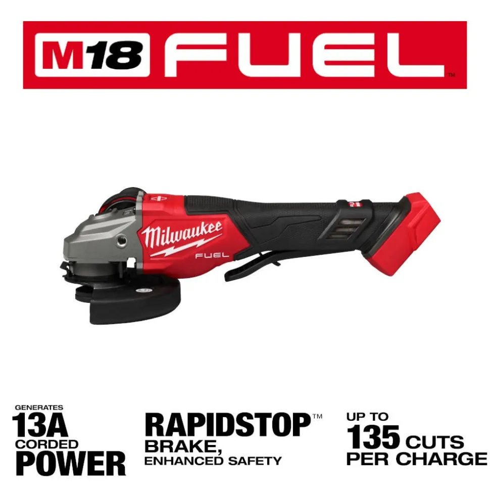 Milwaukee Tools M18 FUEL 4-1/2"-6" Braking Grinder, Paddle Switch 3670-20