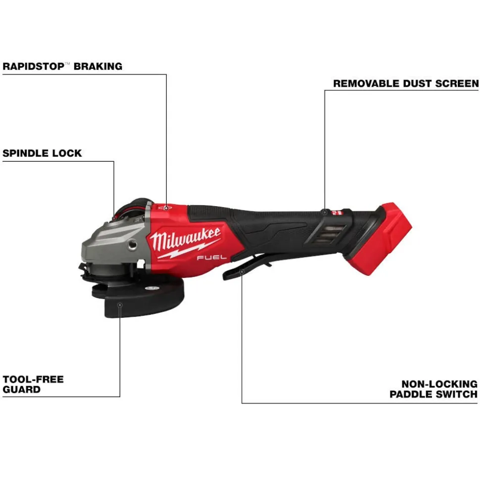 Milwaukee Tools M18 FUEL 4-1/2"-6" Braking Grinder, Paddle Switch 3670-20