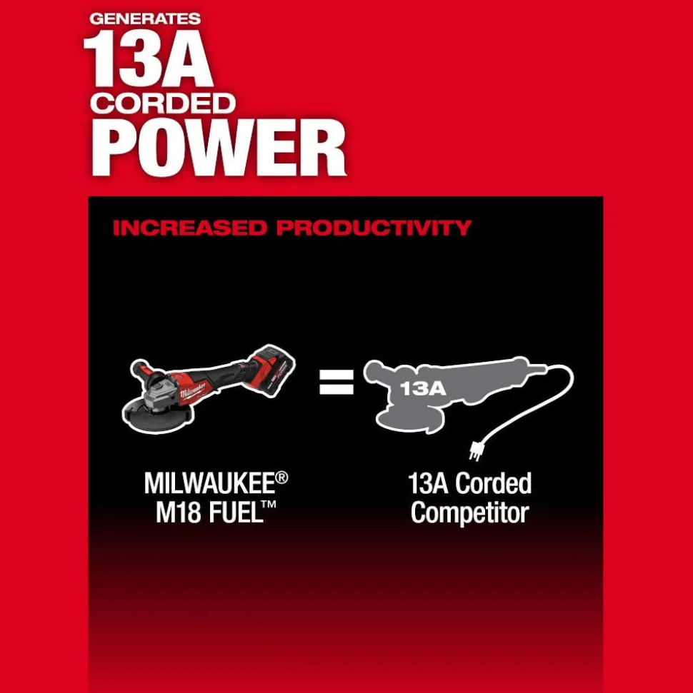 Milwaukee Tools M18 FUEL 4-1/2"-6" Braking Grinder, Paddle Switch 3670-20