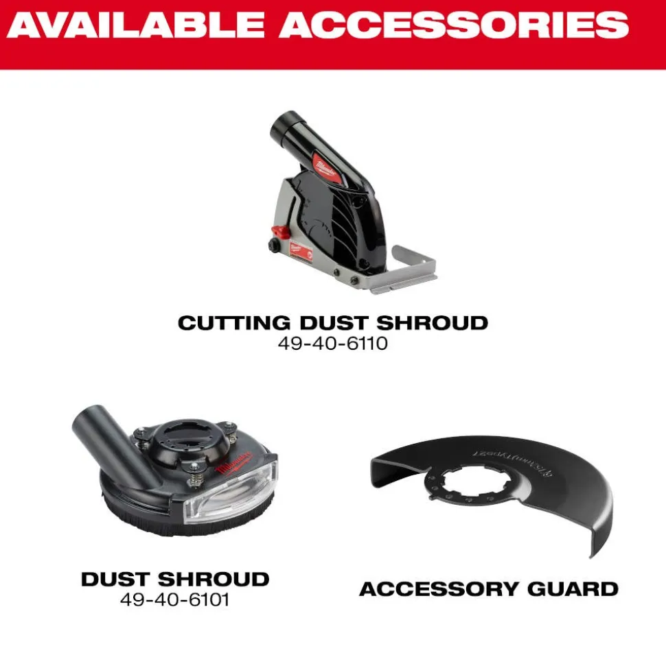 Milwaukee Tools M18 FUEL 4-1/2"-6" Braking Grinder, Paddle Switch 3670-20