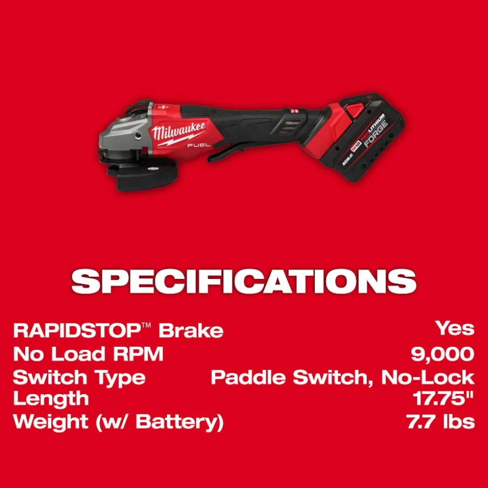 Milwaukee Tools M18 FUEL 4-1/2"-6" Braking Grinder, Paddle Switch Kit 3670-22